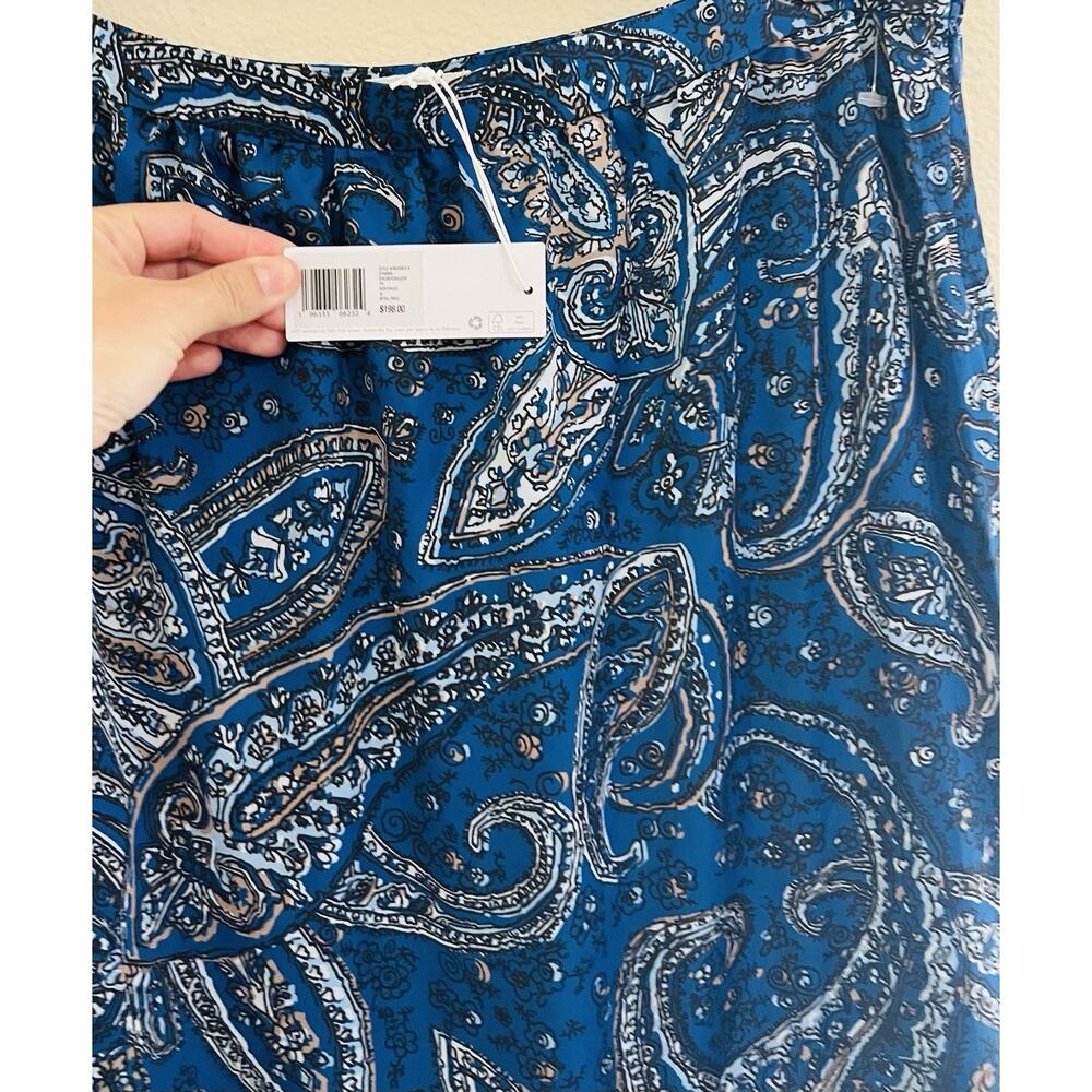 Modern Boho Paisley Tiered Midi Skirt Sz 10 Blue Soft Flow | Outerknown - Picture 4 of 11